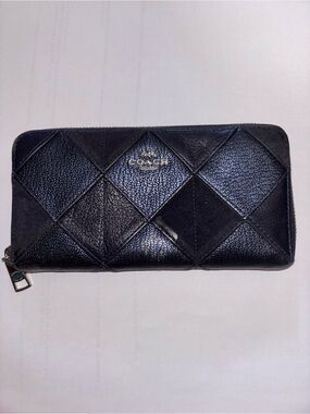 Coach Navy Leather Patchwork Zip Wallet